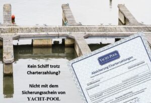 Ein Boot legte mit einem Zertifikat an einem Dock an.